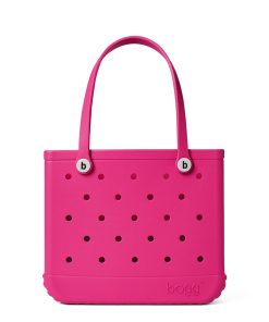 BOGG BAG - Medium Tote - Haute Pink, White Buttons - 15in L x 5in W x 12.5in H - Beach, Pool, Boat, Work, Sports - All Purpose EVA - Lightweight, Washable, Durable